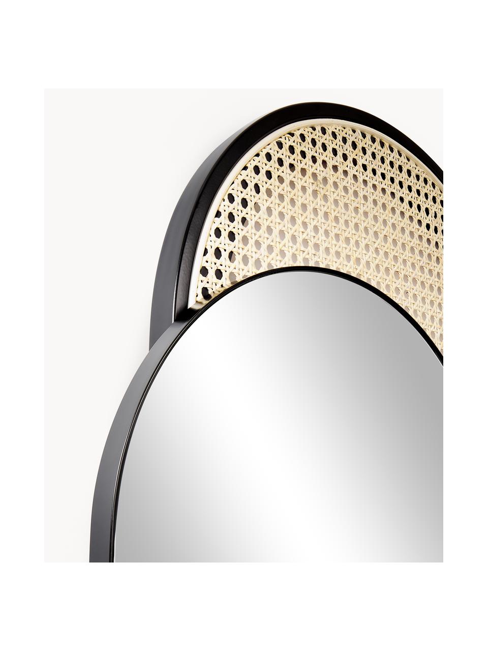 Miroir mural oval tissage viennois Esma, Noir, beige, larg. 51 x haut. 143 cm