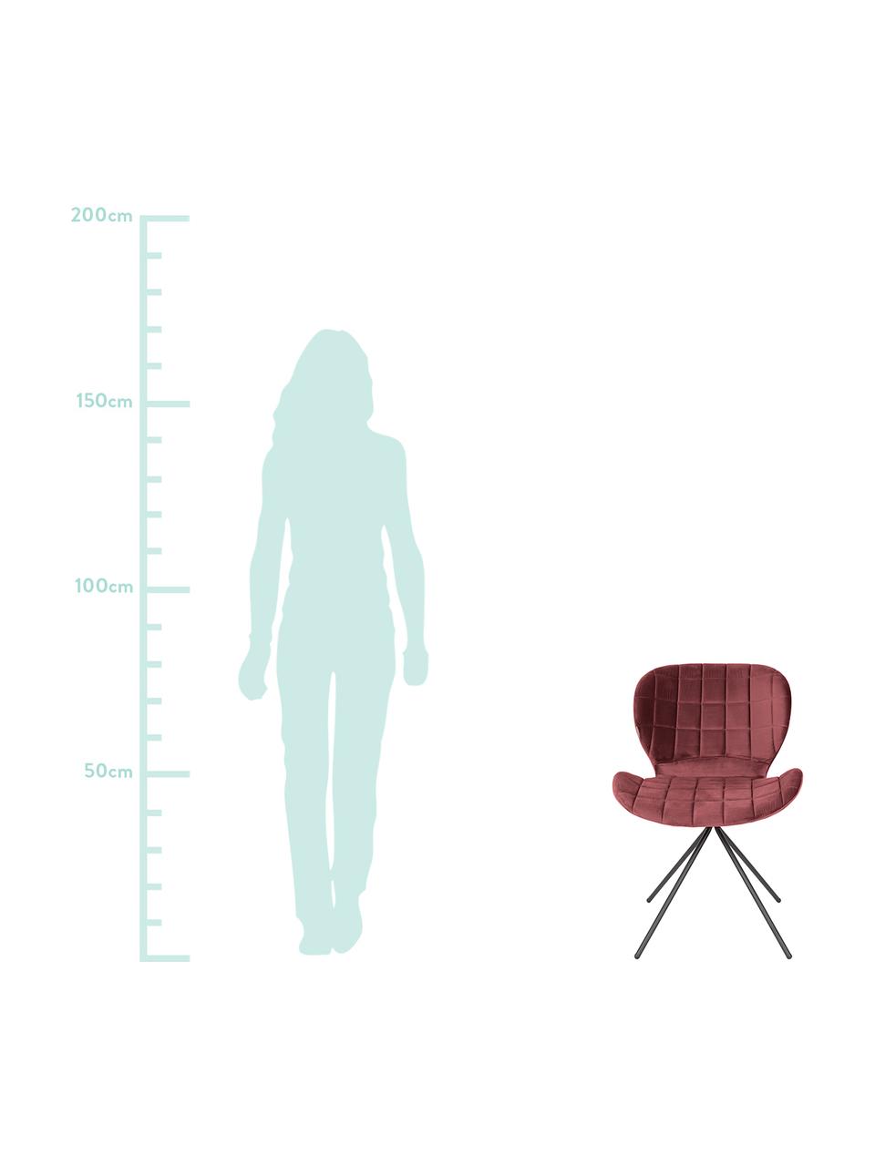Fluwelen stoel OMG, Bekleding: polyester fluweel, Frame: gepoedercoat staal, Frame: multiplex, Bekleding: roze. Poten: zwart, 51 x 80 cm