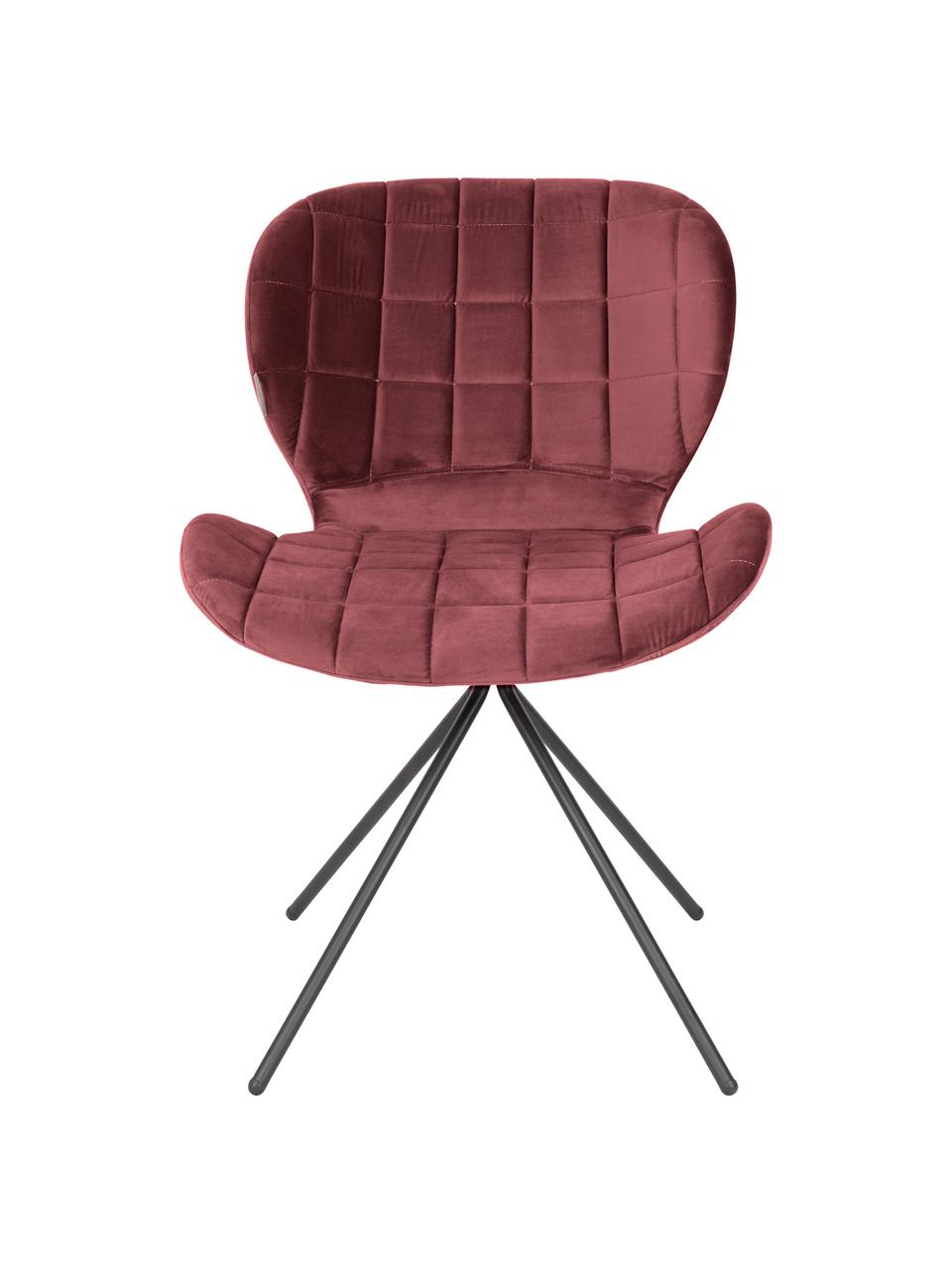 Fluwelen stoel OMG, Bekleding: polyester fluweel, Frame: gepoedercoat staal, Frame: multiplex, Bekleding: roze. Poten: zwart, 51 x 80 cm