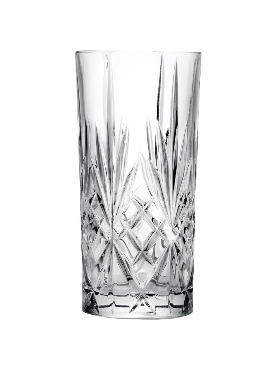 Kristall-Longdrinkgläser Bichiera mit Relief, 4er-Set, Kristallglas, Transparent, Ø 7 x H 15 cm, 360 ml