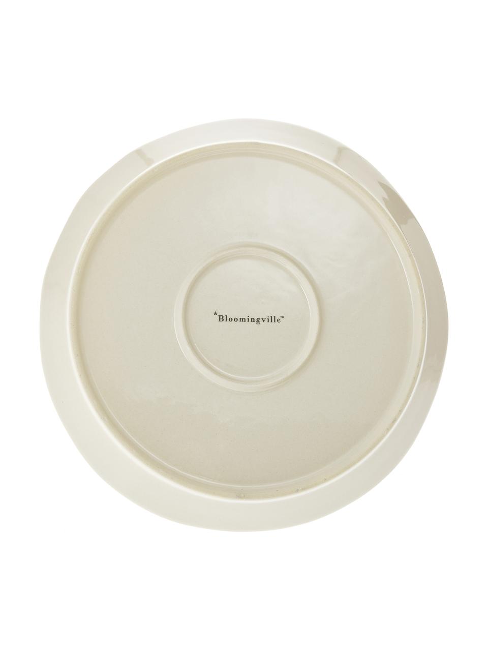 Ručně vyrobený servírovací talíř s motivem trávy Bea, Kamenina, Světle béžová, Ø 28 cm