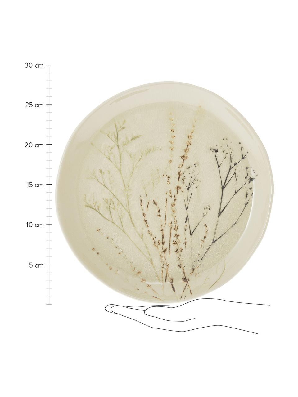 Piatto da portata fatto a mano con motivo erba Bea, Gres, Beige, Ø 28 cm