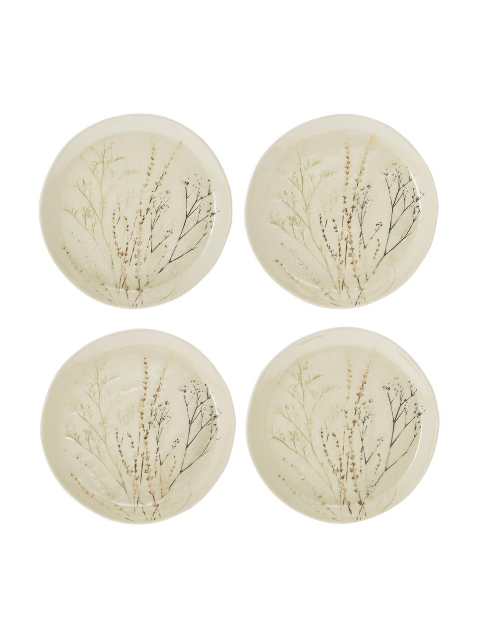 Handgemachte Servierplatte Bea mit Gräser-Motiv, Steingut, Hellbeige, Ø 28 cm