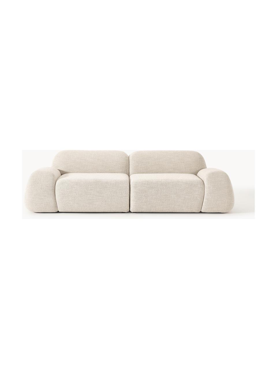 Canapé modulable 3 places en bouclette Wolke, Bouclette beige clair, larg. 256 x prof. 118 cm