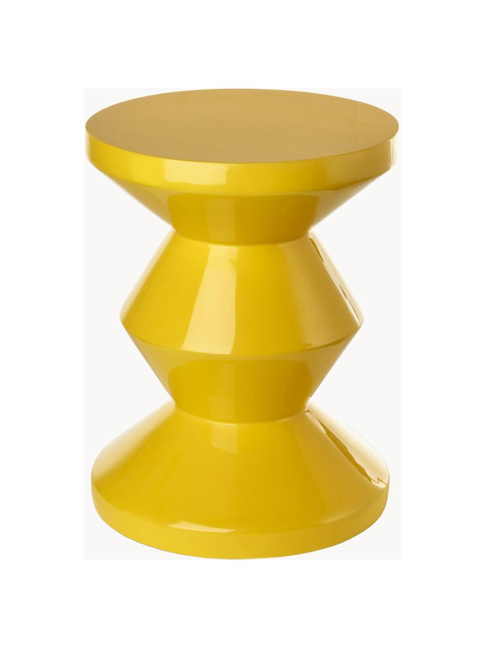 Kulatý odkládací stolek Zig Zag, Lakovaná umělá hmota, Žlutá, Ø 36 cm, V 46 cm