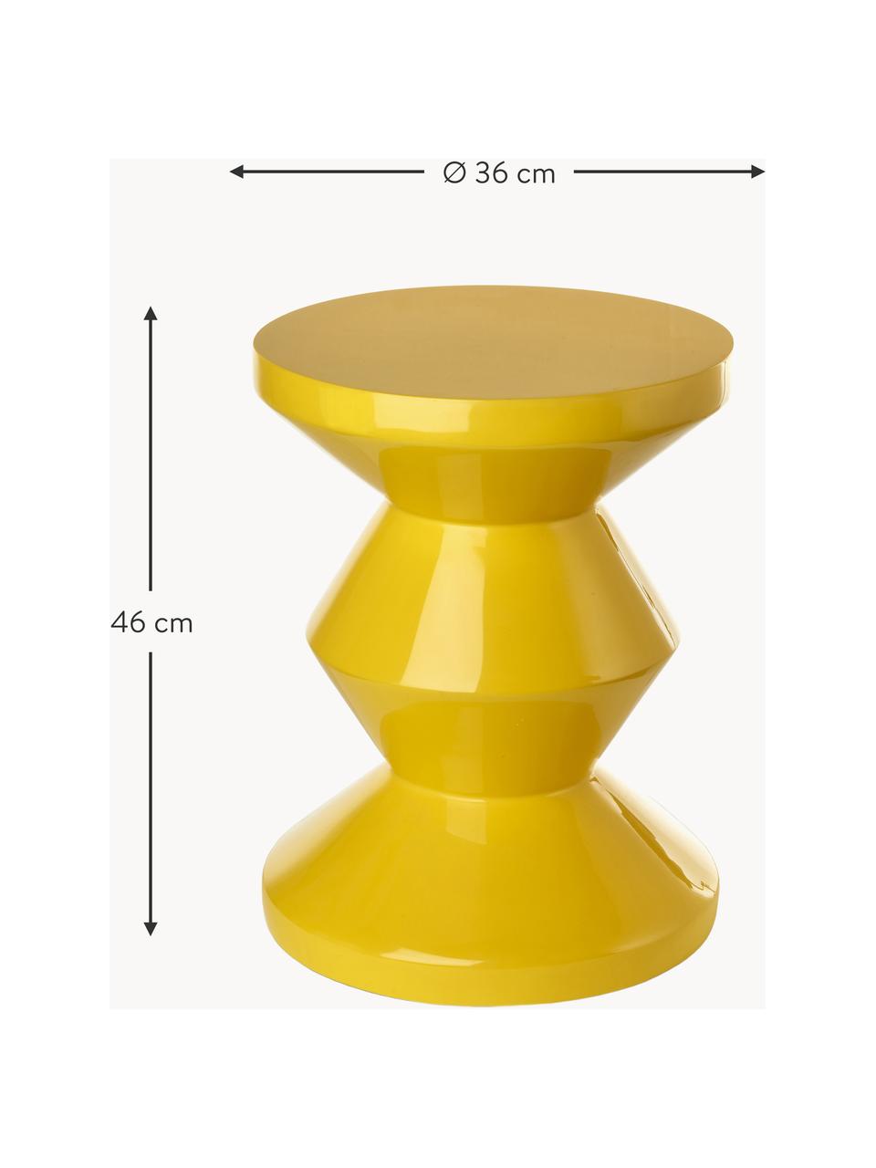 Tavolino rotondo Zig Zag, Plastica laccata, Giallo sole, Ø 36 x Alt. 46 cm