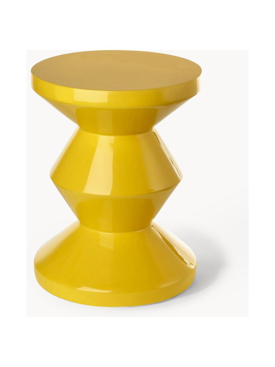 Stolik pomocniczy Zig Zag, Tworzywo sztuczne lakierowane, Słoneczny żółty, Ø 36 x W 46 cm