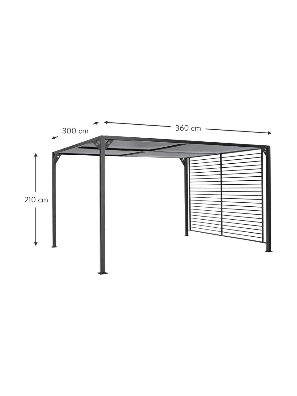 Pergola ogrodowa z rozsuwanym dachem Noah, Stelaż: aluminium malowane proszk, Ciemny szary, S 360 x D 210 cm