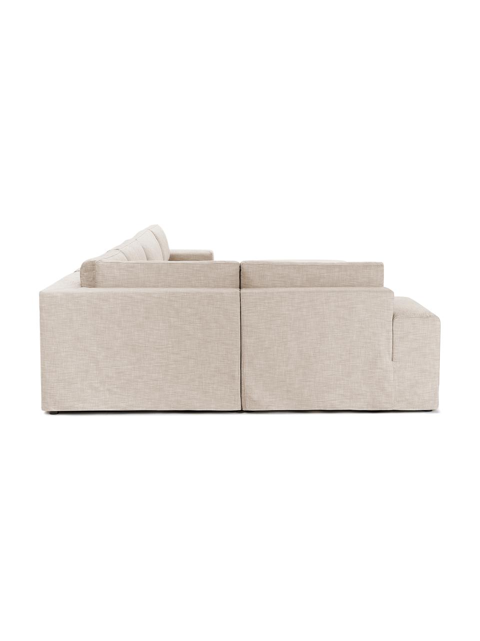 Sofá rinconera modular Russell, desenfundable, Funda: 100% algodón Alta resiste, Tapizado: relleno de espuma, Estructura: madera contrachapada de p, Patas: plástico, Tejido beige, An 412 x F 206 cm