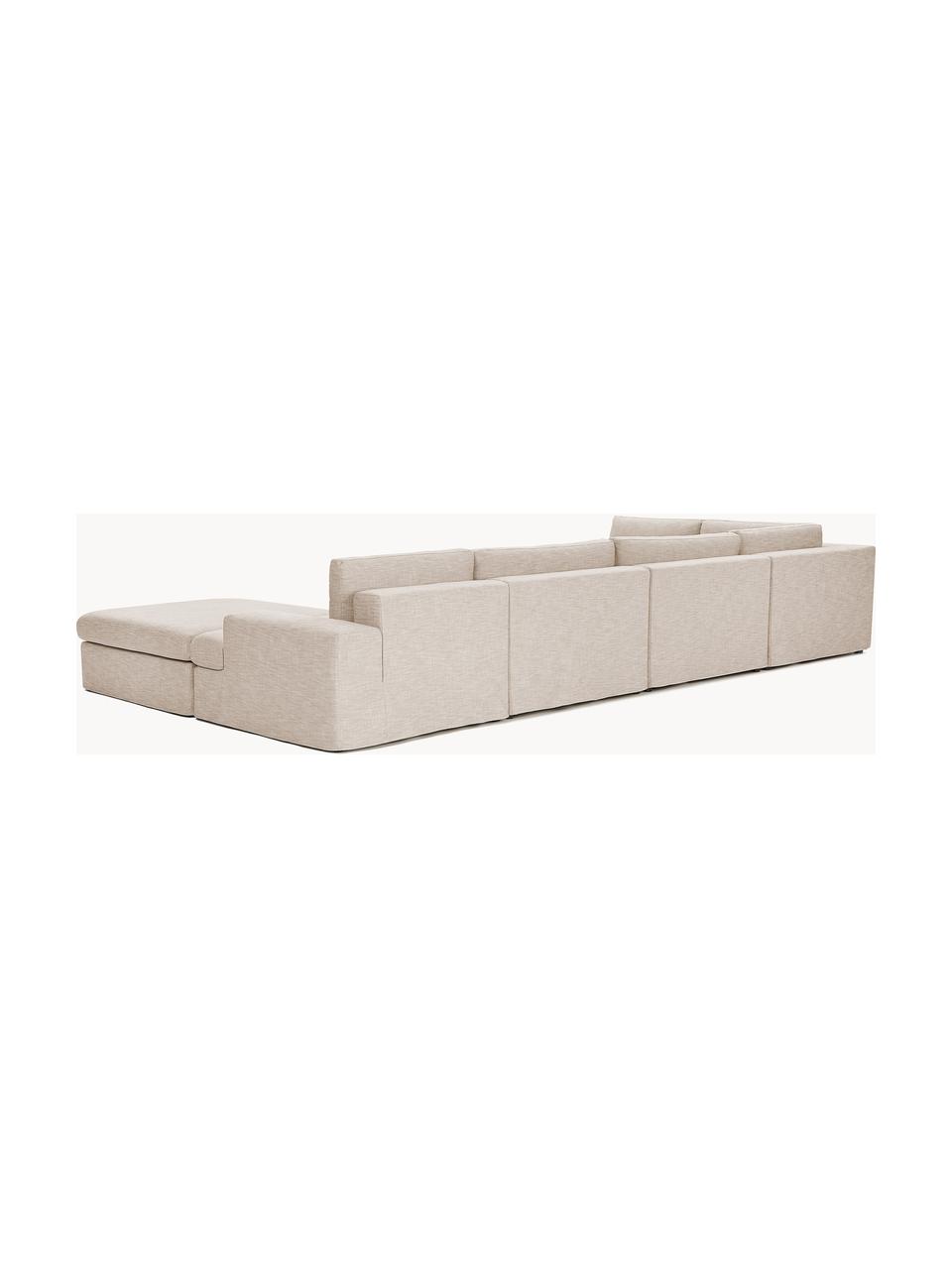 Canapé d'angle modulable avec revêtement amovible Russell, Tissu beige, larg. 412 x prof. 206 cm