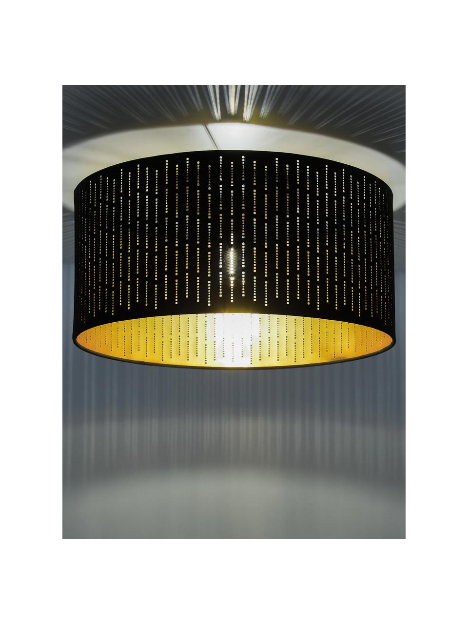 Plafonnier rond Varillas, Noir, couleur dorée, Ø 48 x haut. 22 cm