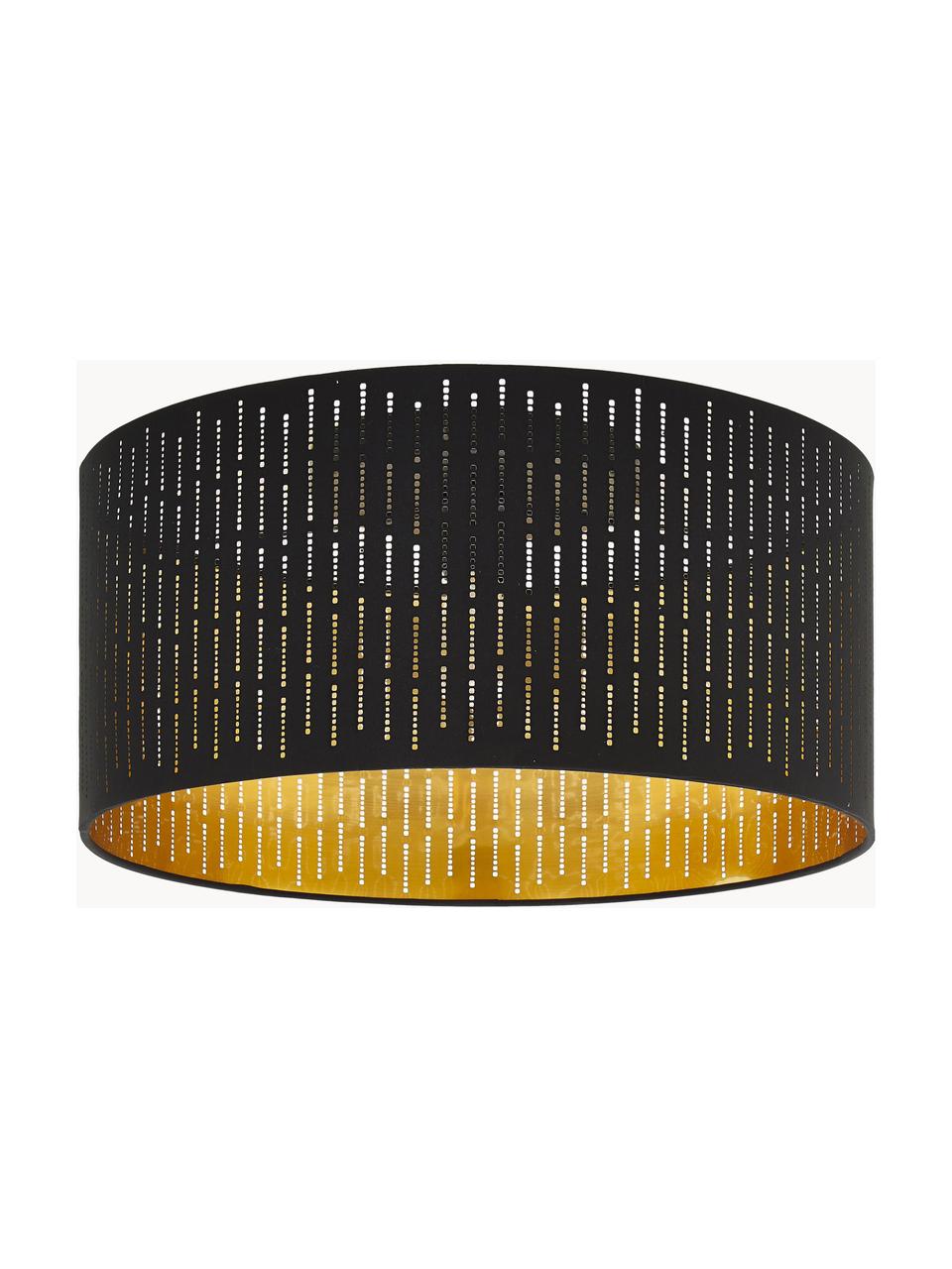 Plafón Varillas, Pantalla: poliéster, Estructura: acero, Negro, dorado, Ø 48 x Al 22 cm