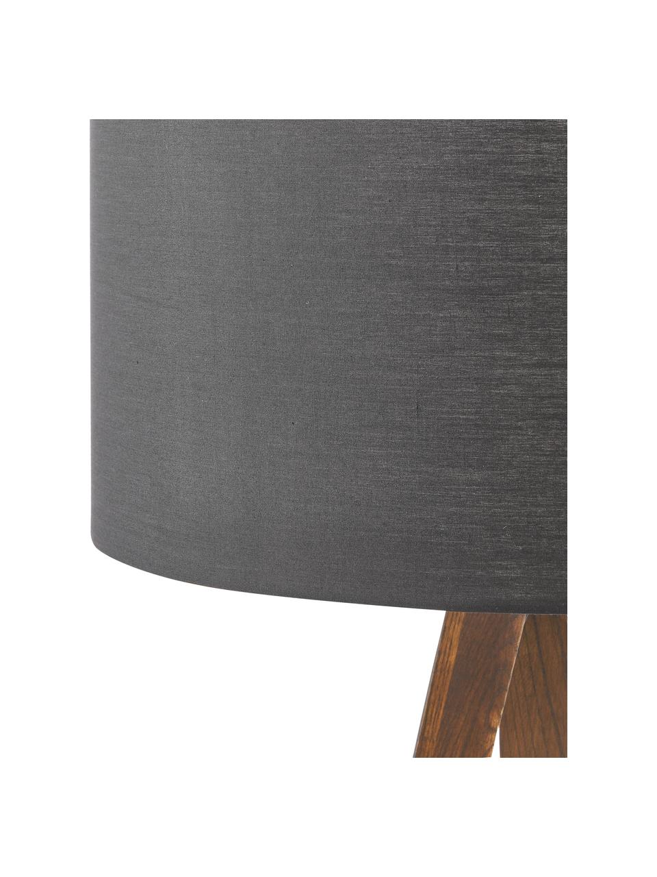 Scandi tripod vloerlamp Jake van massief hout, Lampenkap: katoen, Lampvoet: essenhout, FSC-gecertific, Zwart, Ø 60 x H 150 cm