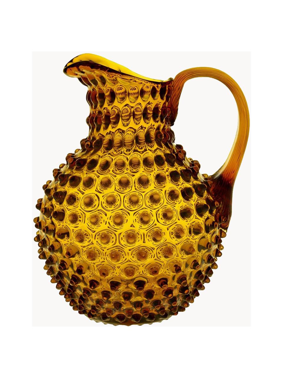 Dzbanek ze szkła dmuchanego Hobnail, 2 l, Szkło dmuchane, Pomarańczowy, transparentny, 2 l