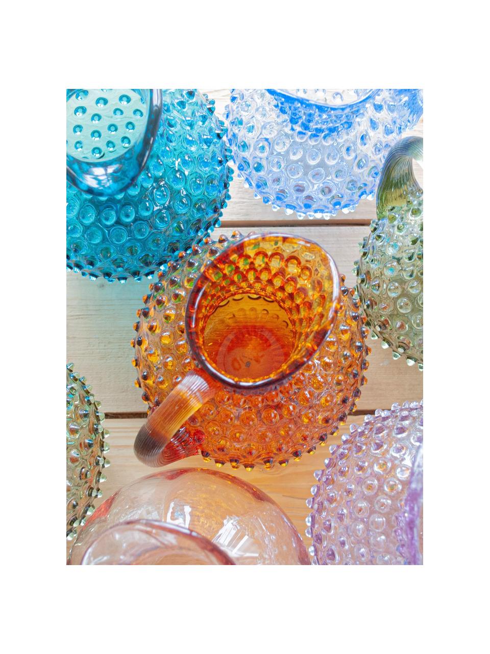 Ručne fúkaný džbán Hobnail, 2 l, Sklo, fúkané, Oranžová, priehľadná, 2 l