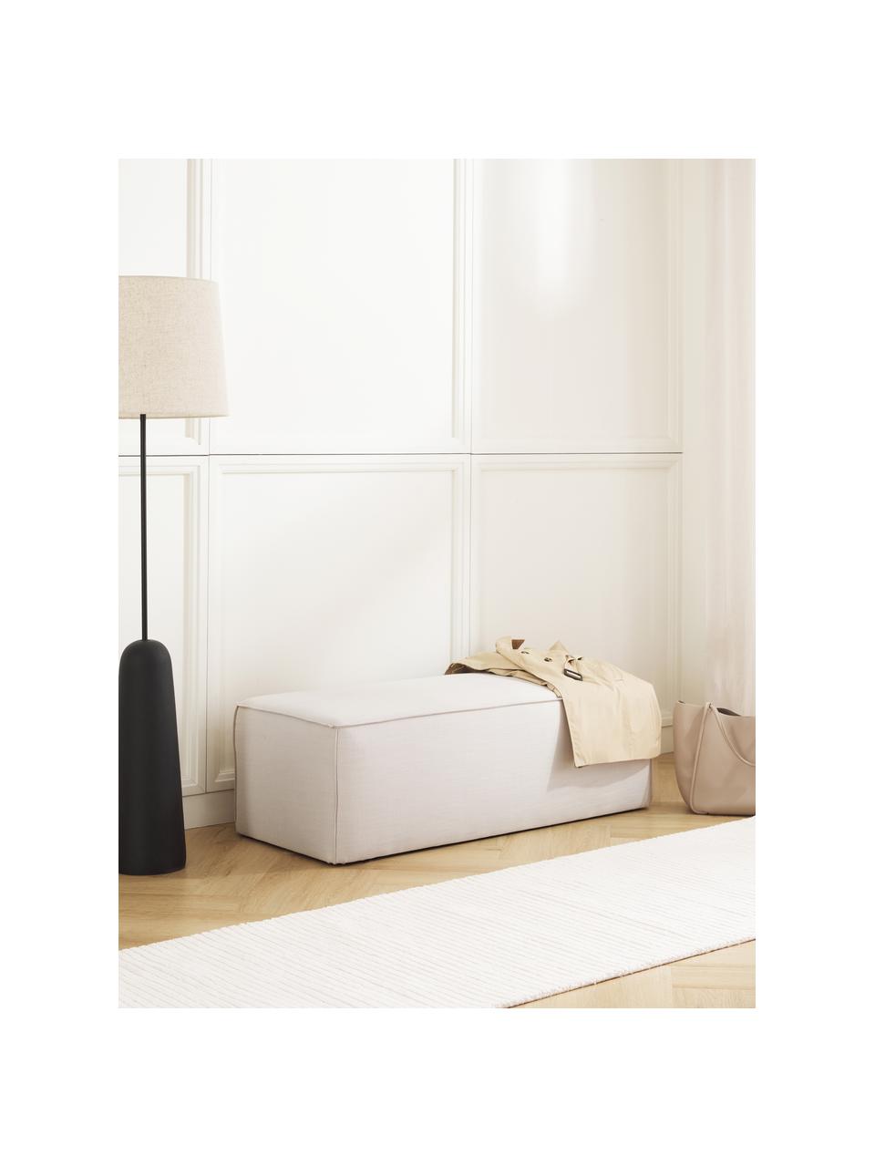 Banc rembourré Sanja, Tissu blanc crème, larg. 122 x prof. 54 cm