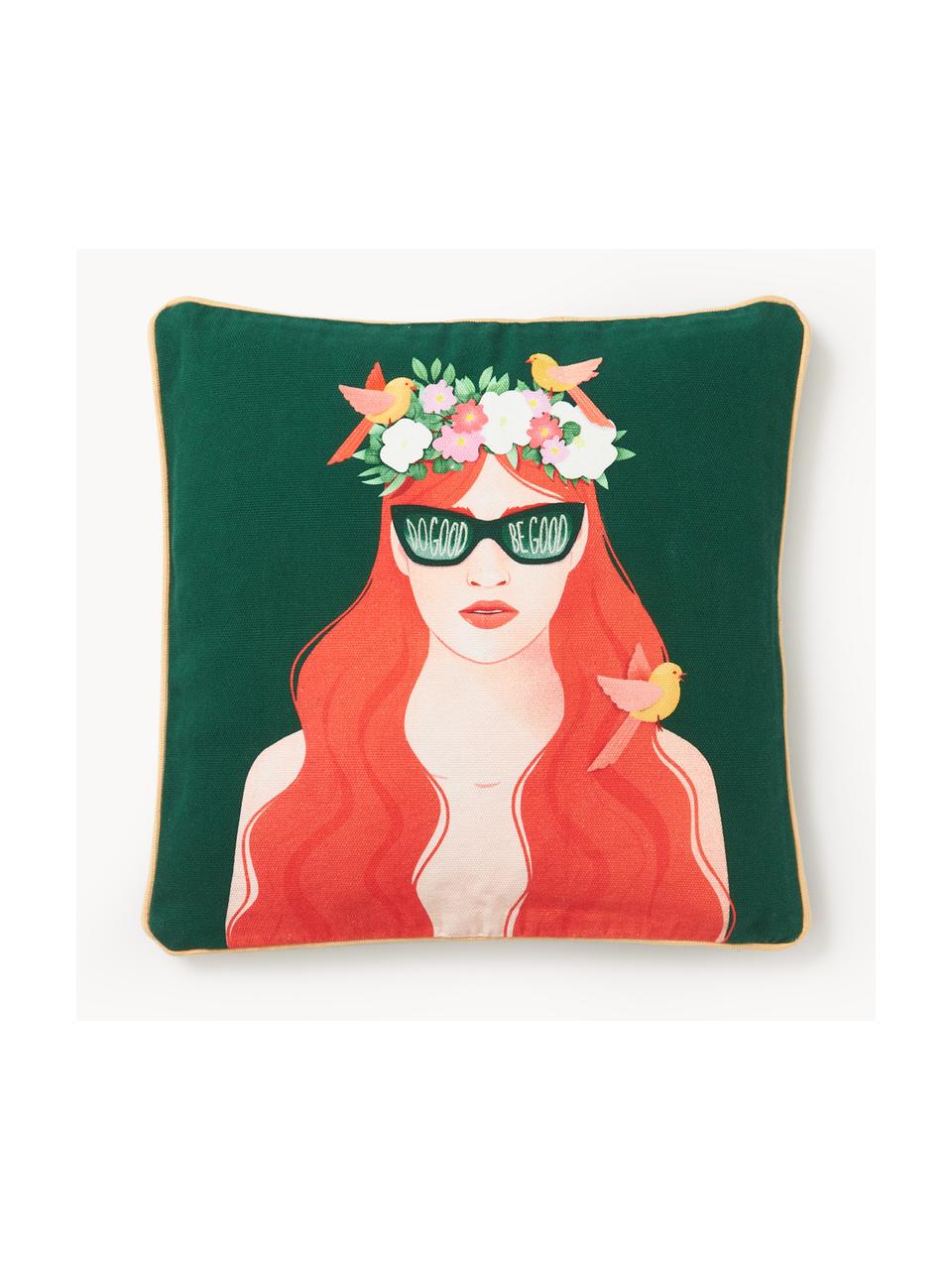 Housse de coussin 40x40 motif figuratif Kalima, 100 % coton, Do good, be good, larg. 40 x long. 40 cm