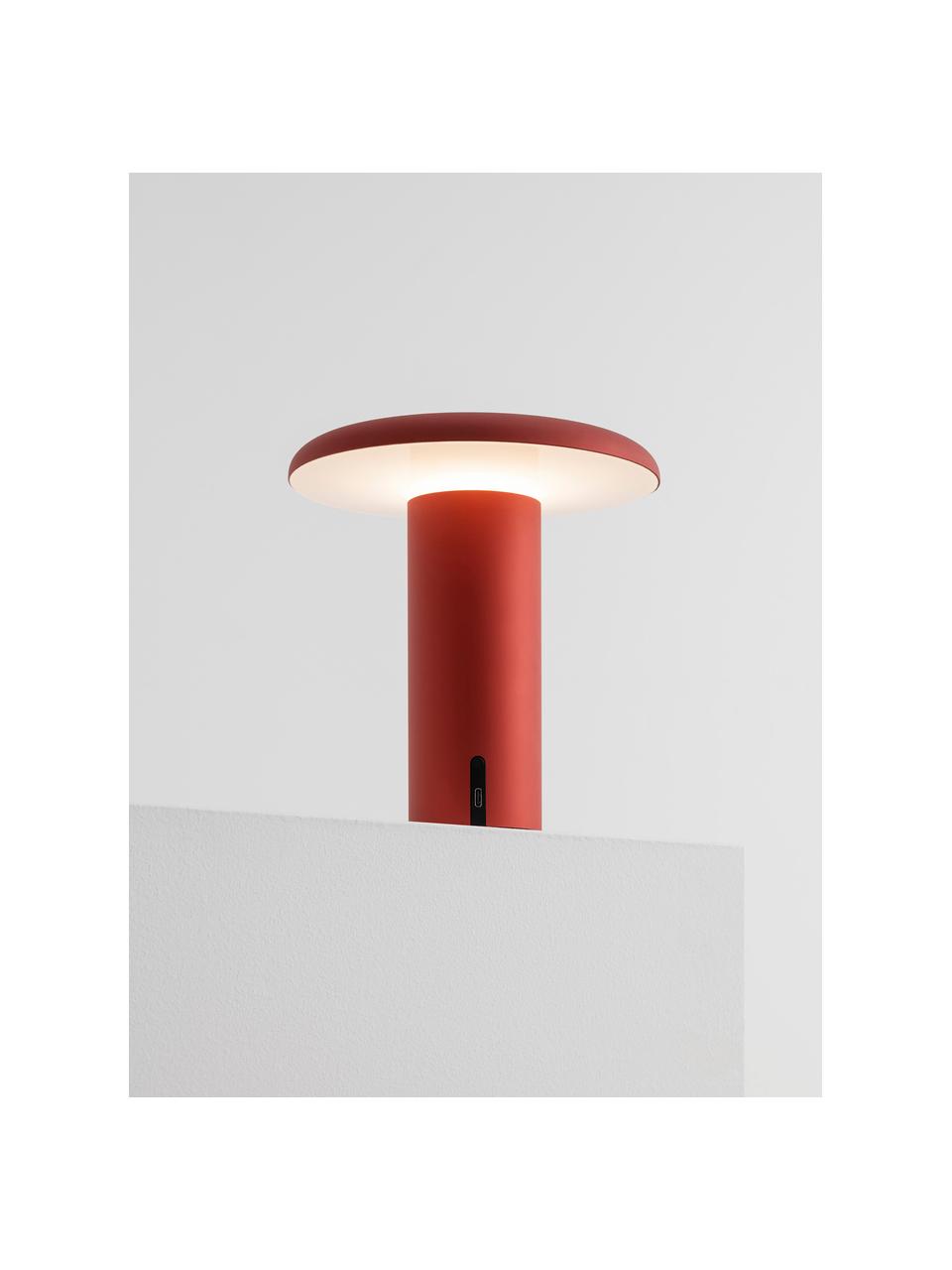 Kleine mobile LED-Tischlampe Takku, dimmbar, Metall, beschichtet, Rot, Ø 18 x H 19 cm