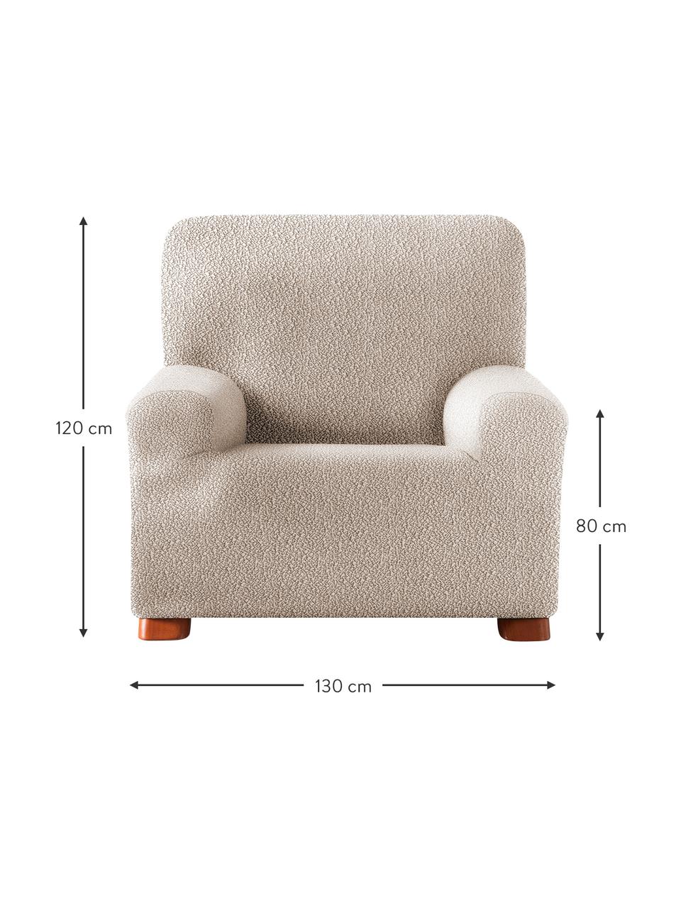 Funda de sillón Roc, 55% poliéster, 35% algodón, 10% elastómero, Crema, An 130 x Al 120 cm