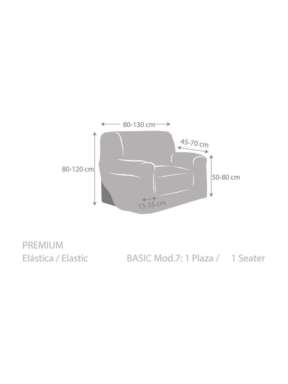 Funda de sillón Roc, 55% poliéster, 35% algodón, 10% elastómero, Crema, An 130 x Al 120 cm