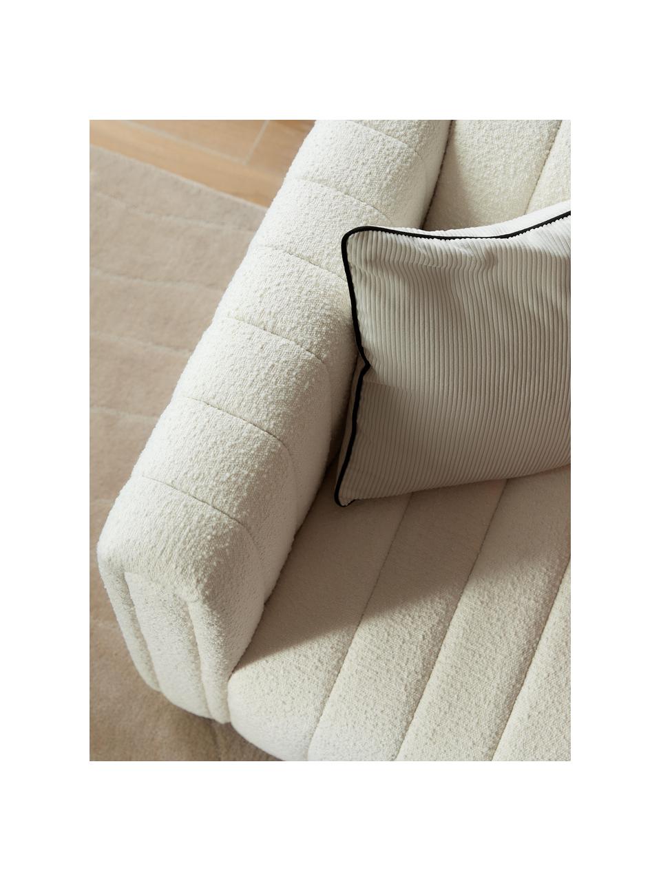 Sillón en tejido bouclé Antonio, Tapizado: tejido bouclé (100% polié, Estructura: madera maciza, madera con, Patas: madera de roble., Bouclé blanco crema, An 88 x Al 71 cm