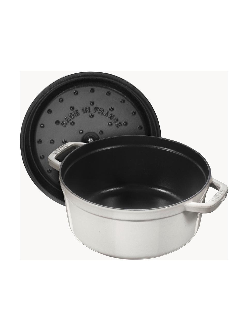 Kulatý pekáč z litiny La Cocotte, Smaltovaná litina, Světle šedá, lesklá, Ø 28 cm, V 18 cm