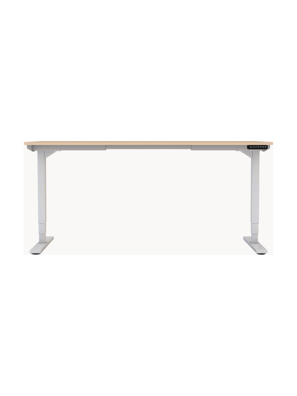 Höhenverstellbarer Schreibtisch Y-Line, Gestell: Metall, pulverbeschichtet, Tischplatte: Spanplatte, melaminharzbe, Ocker, Weiß, B 160 x T 80 cm