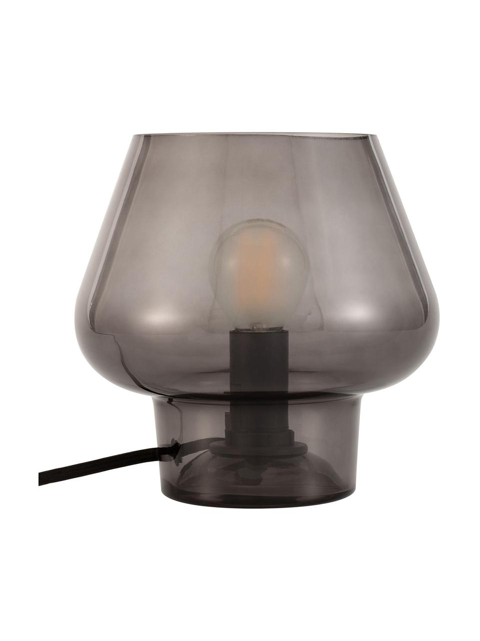 Lámpara de mesa pequeña de vidrio tintado Crystal Gleam, Lámpara: vidrio, Cable: plástico, Gris transparente, Ø 16 x Al 16 cm
