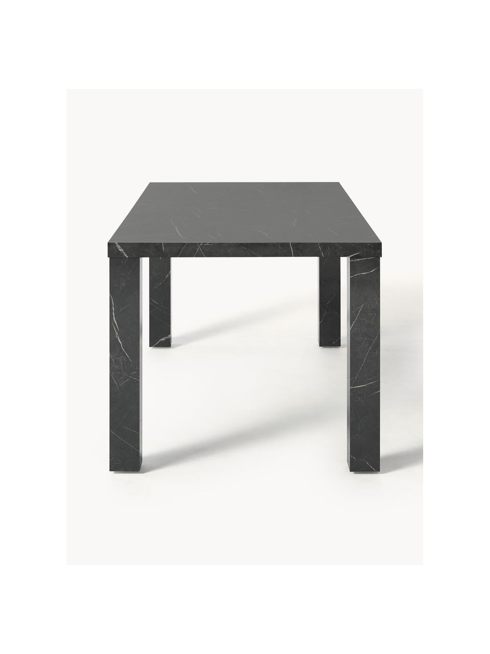 Table look marbre Carl, 180 x 90 cm, MDF, mélamine, recouvert de papier laqué imitation marbre, Noir aspect marbre, larg. 180 x prof. 90 cm