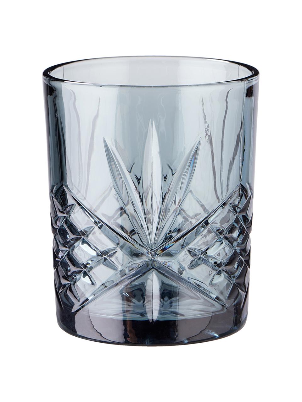 Glazen Crystal Club met kristalreliëf, 4 stuks, Glas, Grijs, Ø 8 x H 10 cm, 300 ml