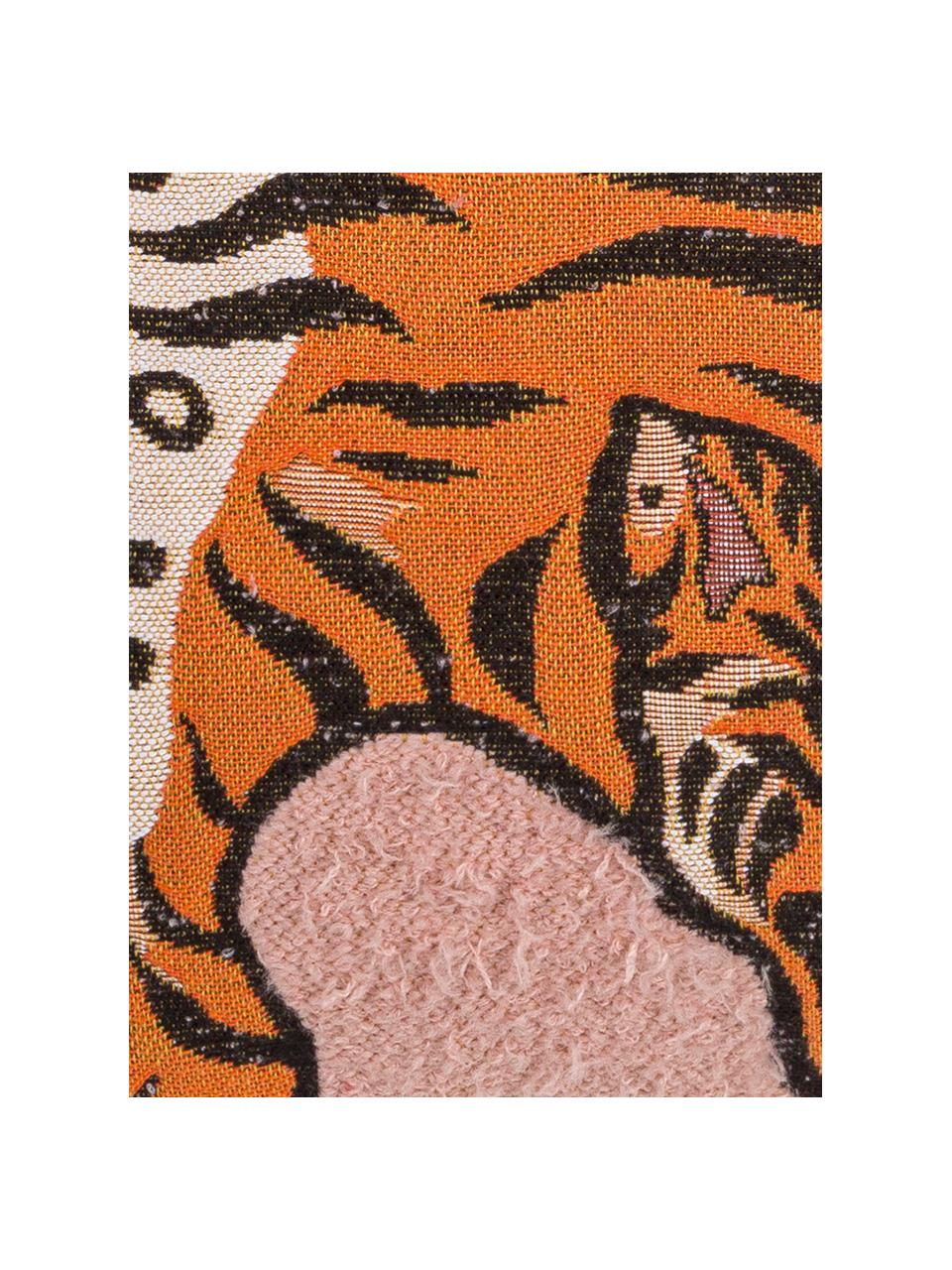 Funda de cojín Tigris, Rosa, naranja, negro, An 45 x L 45 cm