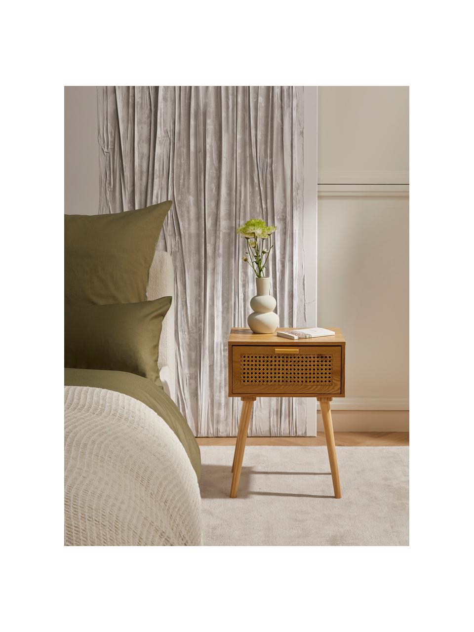 Noční stolek s vídeňskou pleteninou Romeo, Dřevo, béžová, Š 40 cm, V 56 cm