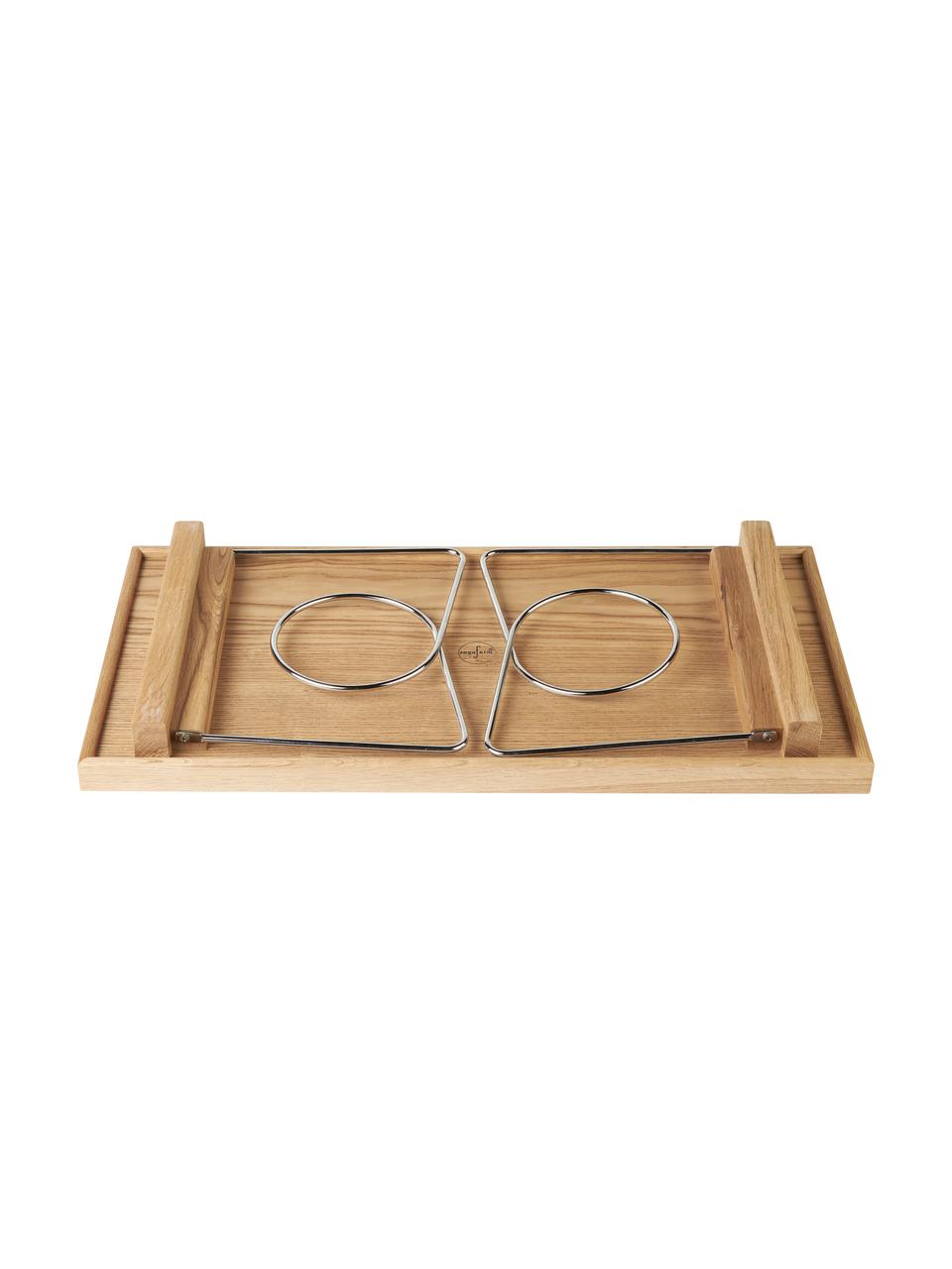 Bandeja de cama plegable de roble Nature, Bandeja: madera de roble, Patas: metal recubierto, Madera clara, An 60 x Al 25 cm