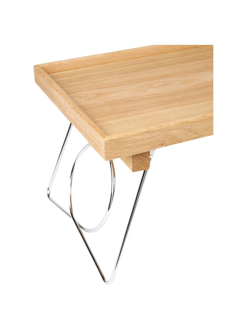 Klappbares Betttablett Nature aus Eichenholz, Tablett: Eichenholz, Helles Holz, B 60 x H 25 cm