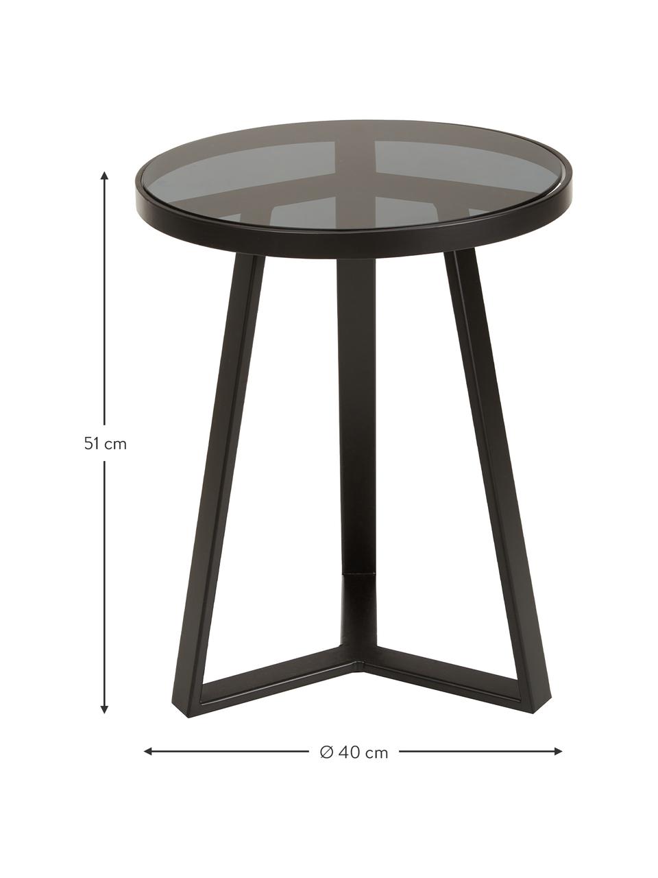Table d'appoint ronde en verre Fortunata, Transparent, noir, Ø 40 x haut. 51 cm