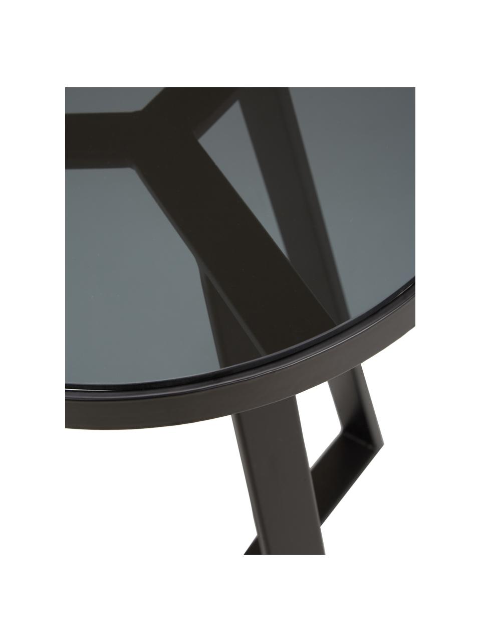 Beistelltisch Fortunata mit Glasplatte, Tischplatte: Glas, gehärtet, Gestell: Metall, gebürstet, Transparent, Ø 40 x H 51 cm