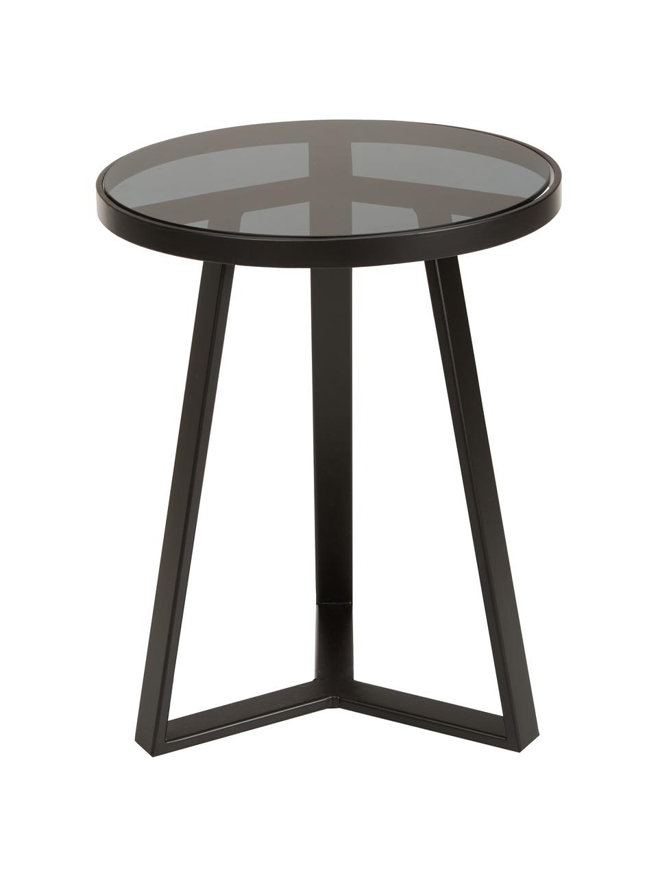Stolik pomocniczy ze szklanym blatem Fortunata, Blat: szkło hartowane, Stelaż: metal szczotkowany, Transparentny, czarny, Ø 40 x W 51 cm
