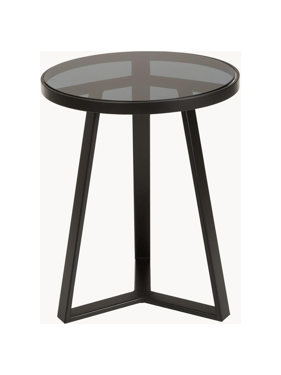 Table d'appoint ronde en verre Fortunata, Transparent, noir, Ø 40 x haut. 51 cm