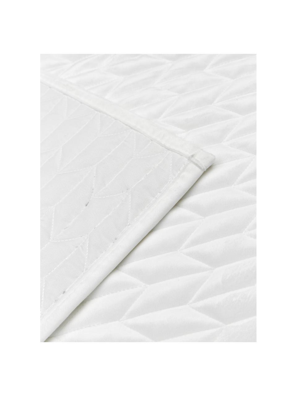 Couvre-lit en velours matelassé Tily, 100 % polyester, Blanc, larg. 180 x long. 260 cm (pour lits jusqu'à 140 x 200 cm)