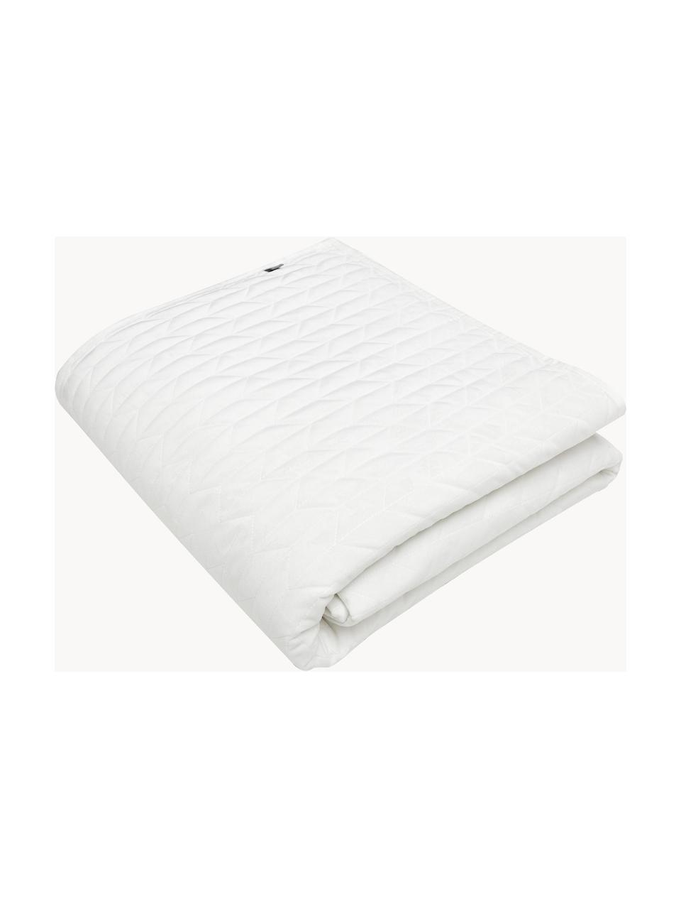 Gewatteerde bedsprei Tily van fluweel, 100% polyester, Wit, B 180 x L 260 cm (voor bedden tot 140 x 200)
