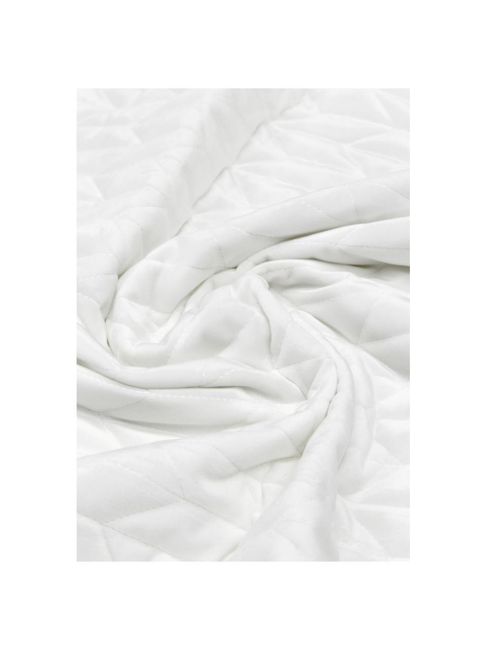 Couvre-lit en velours matelassé Tily, 100 % polyester, Blanc, larg. 180 x long. 260 cm (pour lits jusqu'à 140 x 200 cm)