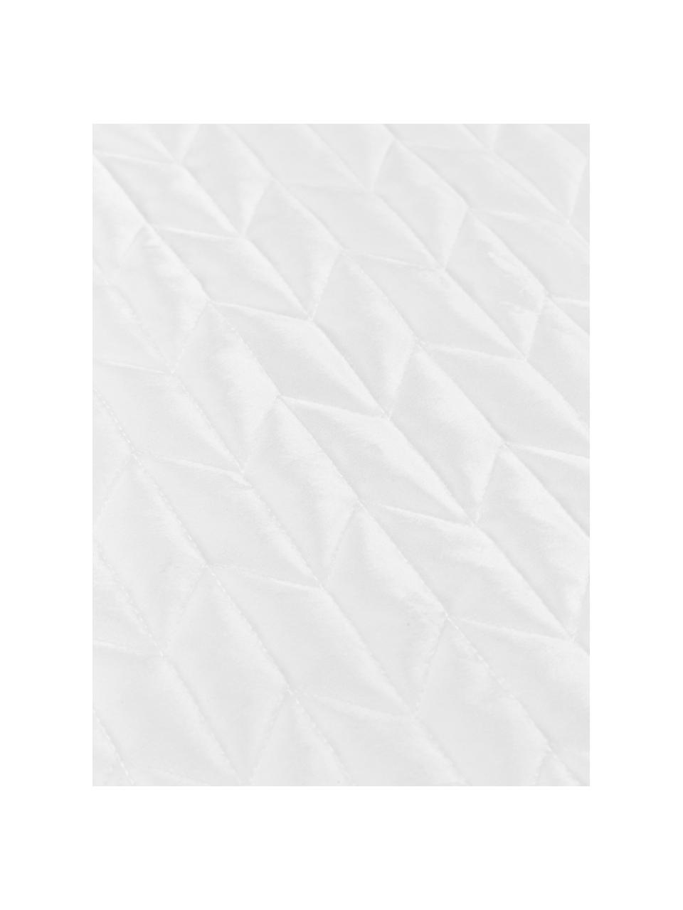 Couvre-lit en velours matelassé Tily, 100 % polyester, Blanc, larg. 180 x long. 260 cm (pour lits jusqu'à 140 x 200 cm)