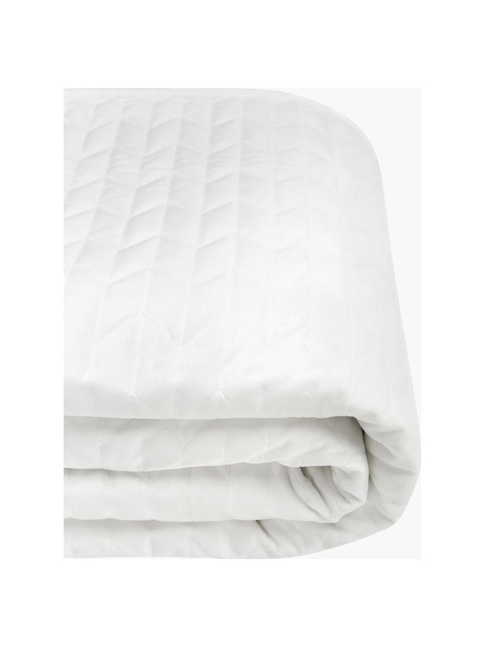 Couvre-lit en velours matelassé Tily, 100 % polyester, Blanc, larg. 180 x long. 260 cm (pour lits jusqu'à 140 x 200 cm)