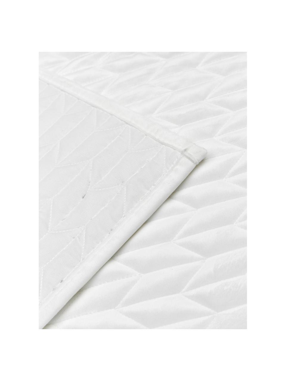 Colcha acolchada de terciopelo Tily, 100% poliéster, Blanco, An 180 x L 260 cm (para camas de 140 x 200 cm)