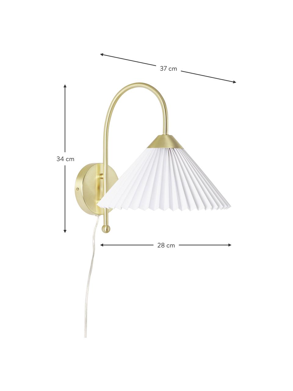 Wandleuchte Viens mit Plissee-Schirm aus Leinen, Lampenschirm: Leinen, Weiß, B 28 x L 200 cm