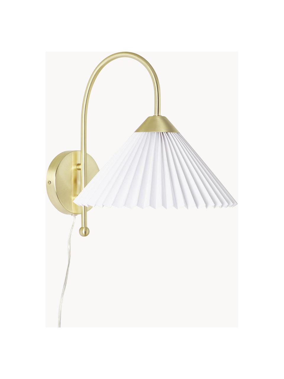 Nástenná lampa s ľanovým tienidlom Viens, Biela, Š 28 x D 200 cm