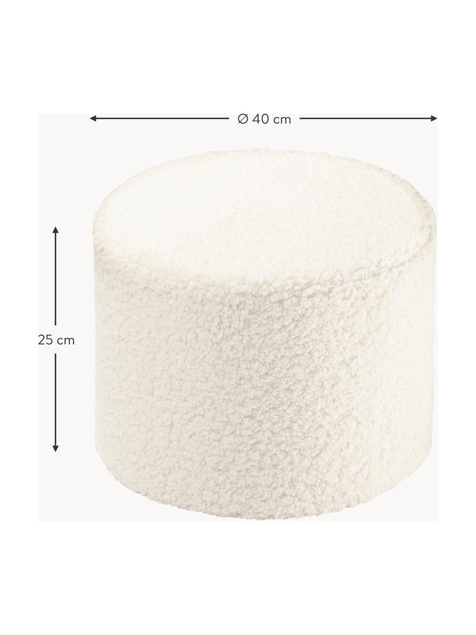 Pouf en peluche pour enfants Sugar, Ø 40 cm, Peluche blanc cassé, Ø 40 x haut. 25 cm