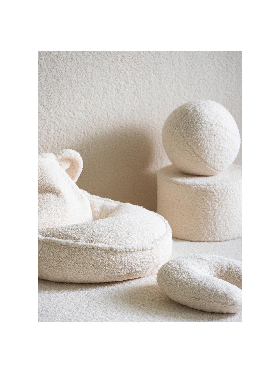 Pouf en peluche pour enfants Sugar, Ø 40 cm, Peluche blanc cassé, Ø 40 x haut. 25 cm