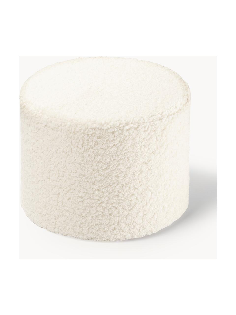 Pouf en peluche pour enfants Sugar, Ø 40 cm, Peluche blanc cassé, Ø 40 x haut. 25 cm