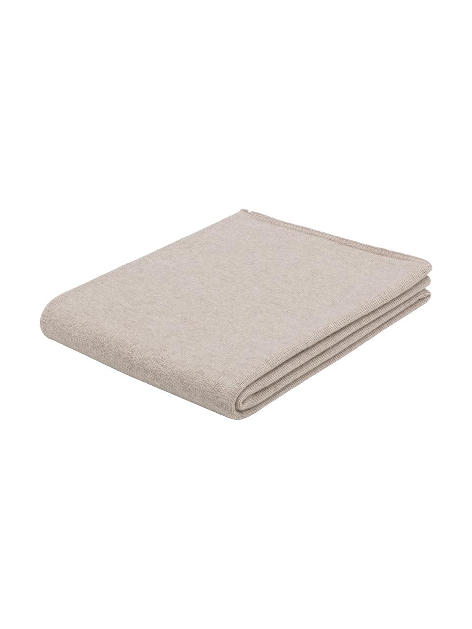 Fein gestrickte Cashmere-Decke Viviana in Beige, 70% Kaschmir, 30% Wolle, Beige, B 130 x L 170 cm